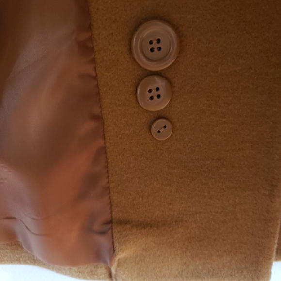 Harvé Bernard Wool Carmel Tan Trench Coat Button Down Slits On Sides Woman 14 - Picture 13 of 15